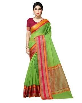 semi-sheer saree with contrast border