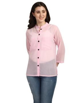 semi-sheer shirt with patch pockets