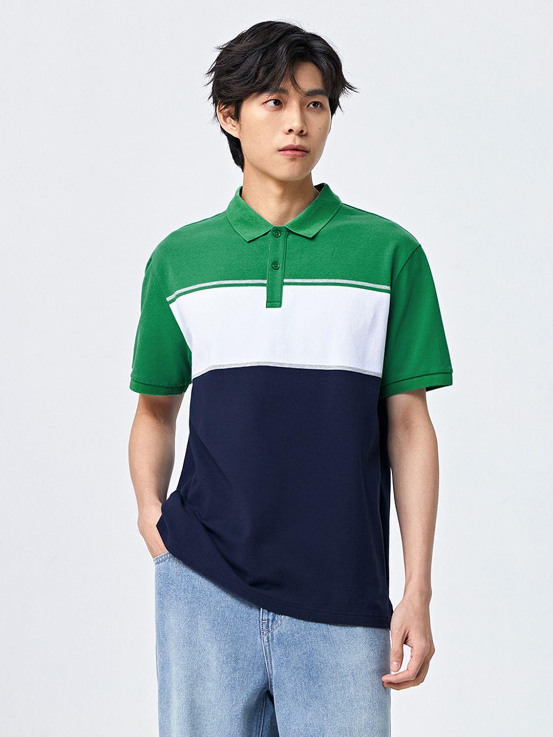 semir colourblocked polo collar drop-shoulder sleeves t-shirt