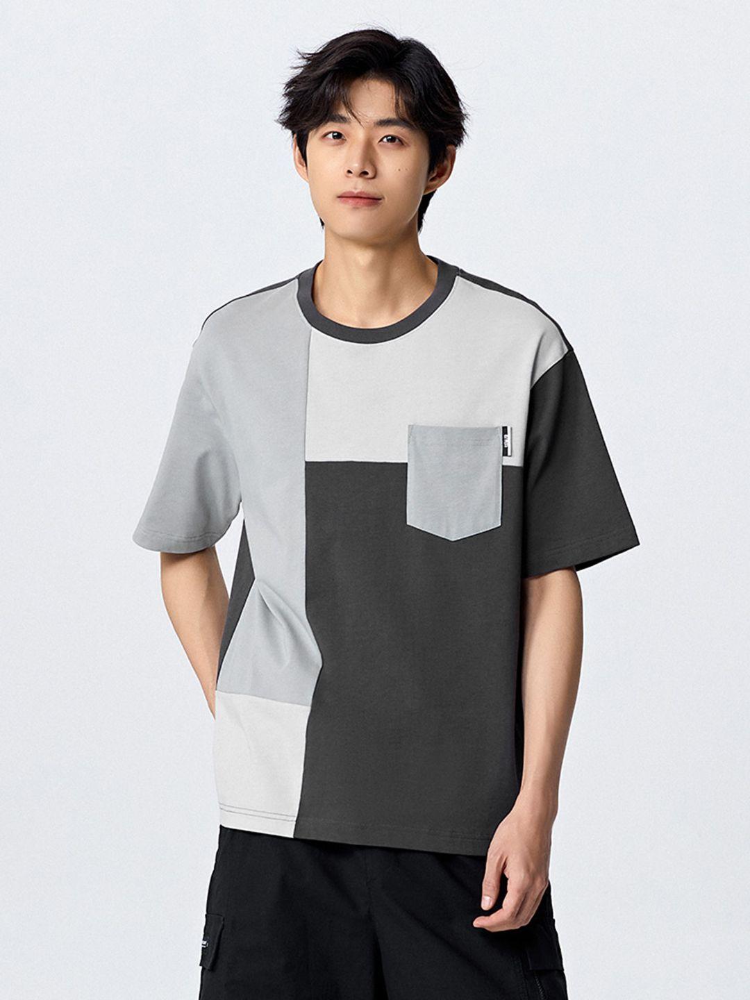 semir colourblocked pure cotton relaxed fit t-shirt