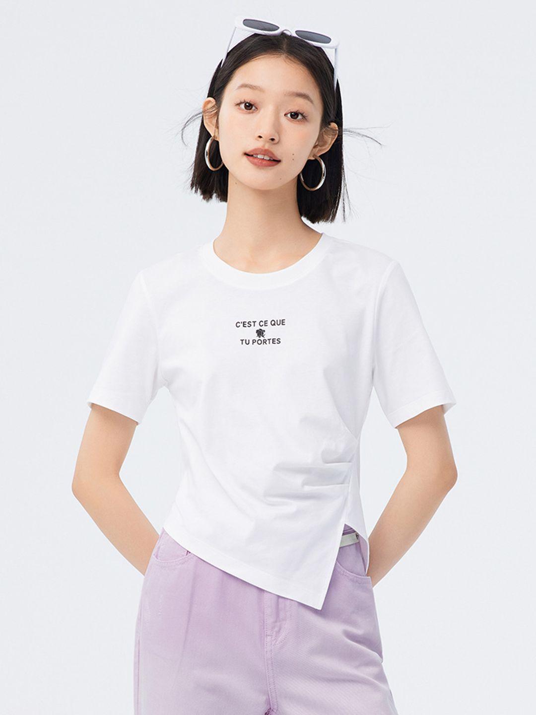 semir embroidered detail pure cotton asymmetric top