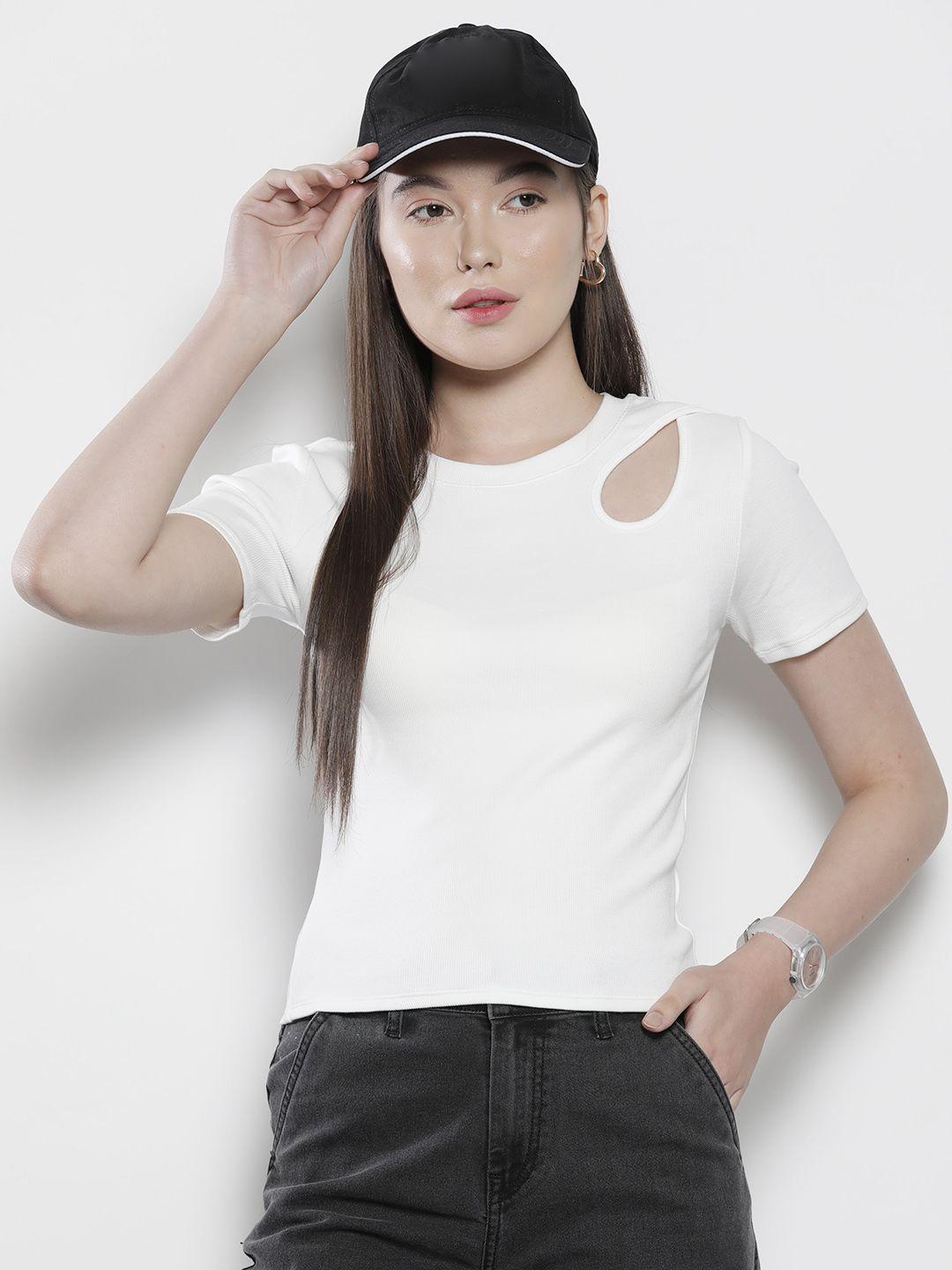 semir ribbed cut-out detail fitted top