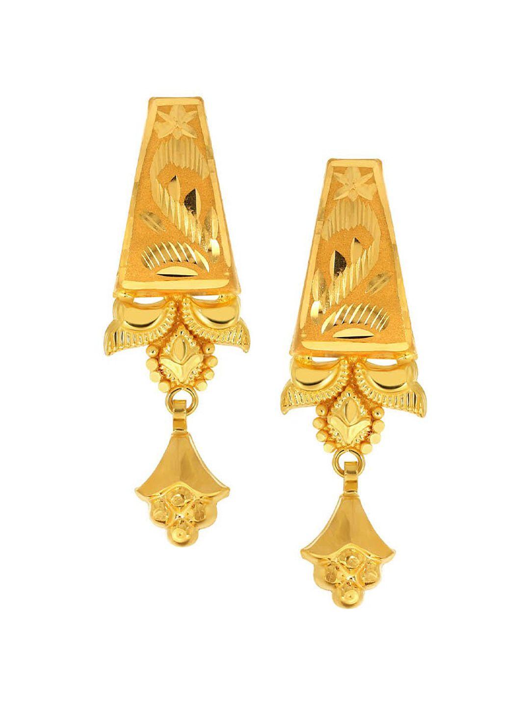 senco 22kt carved drop gold earrings-1.1gm
