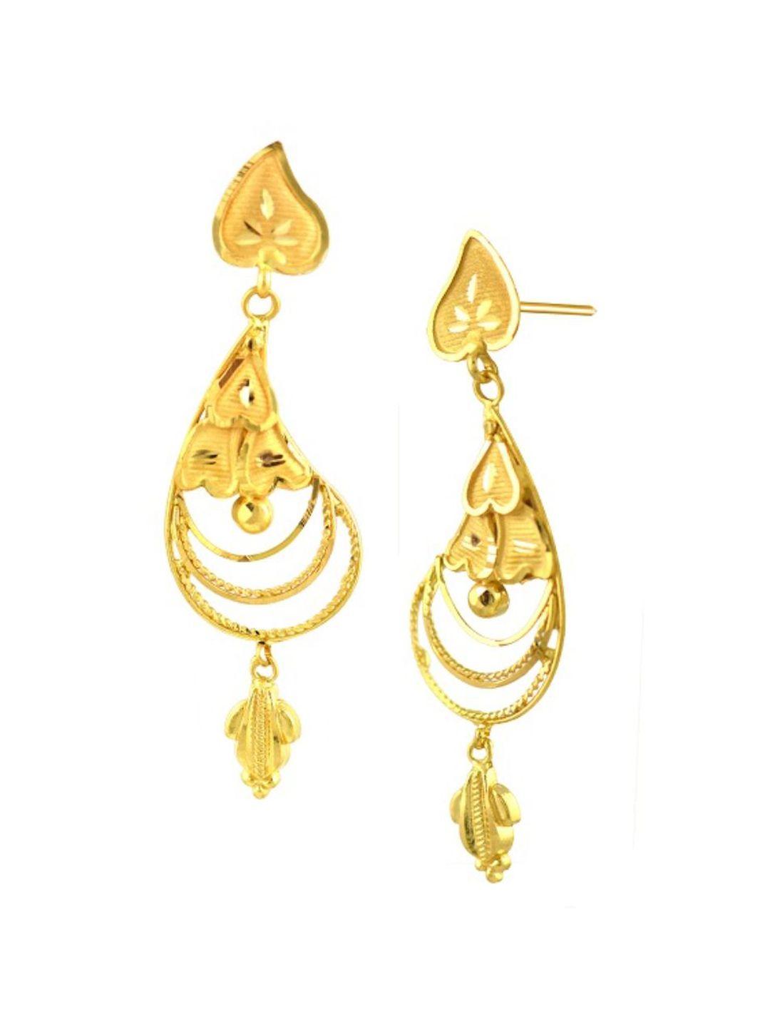 senco 22kt gold pretty paisley drop earrings-3.6gm