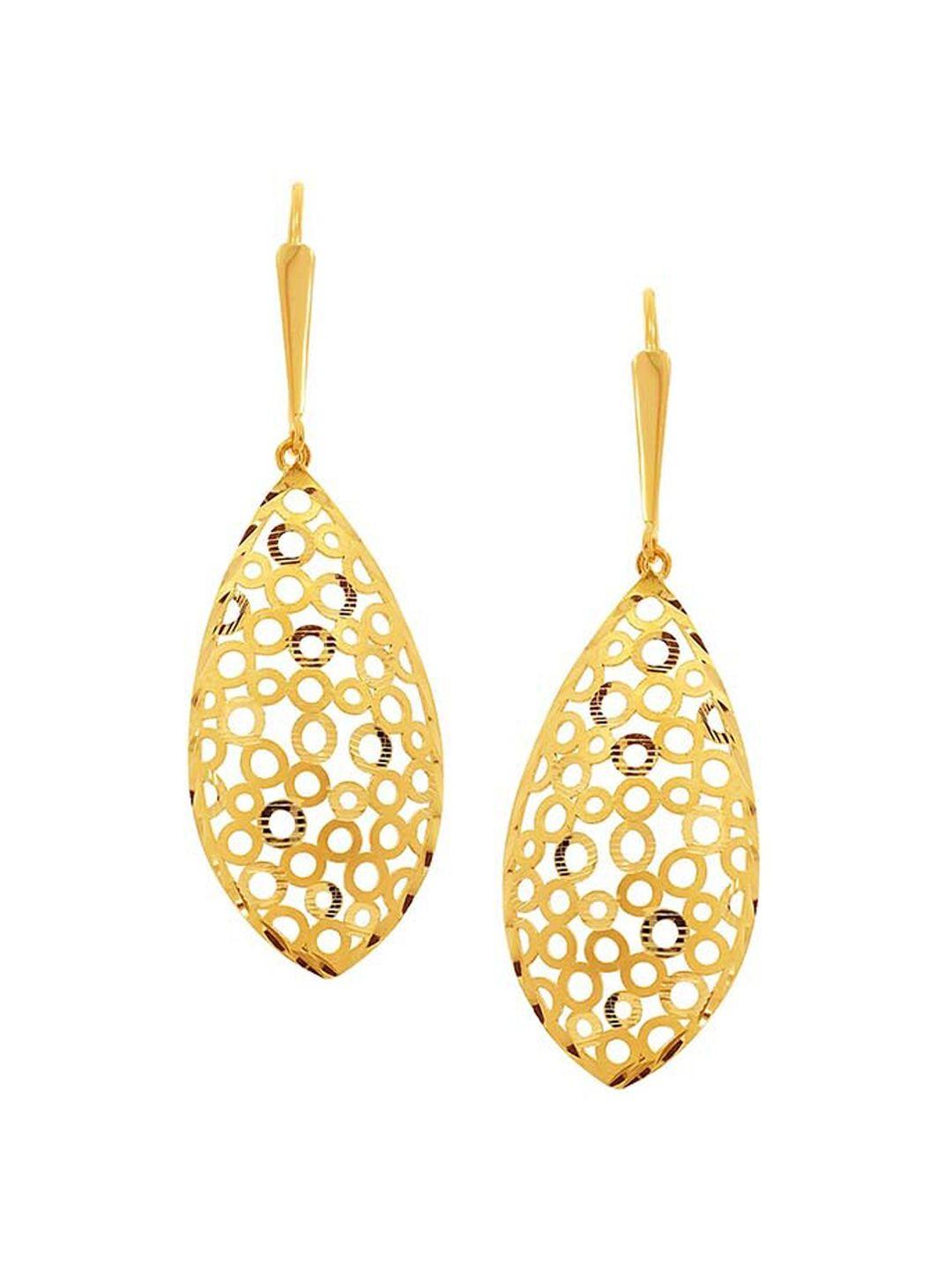 senco breezy petal 18kt gold drop earrings-3.4gm