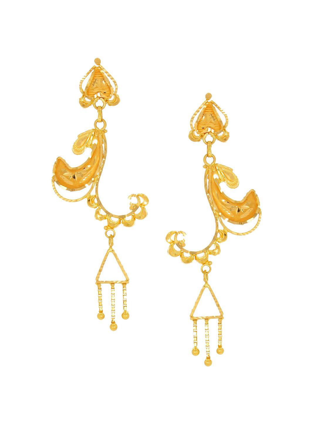 senco craftsmanship curves 22kt gold dangle earrings-2.5gm