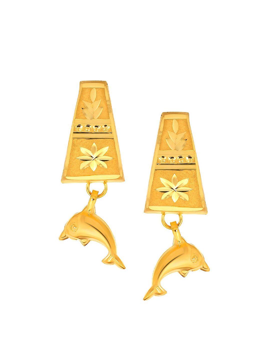 senco dangling dolphin 22kt gold drop earrings-0.9gm