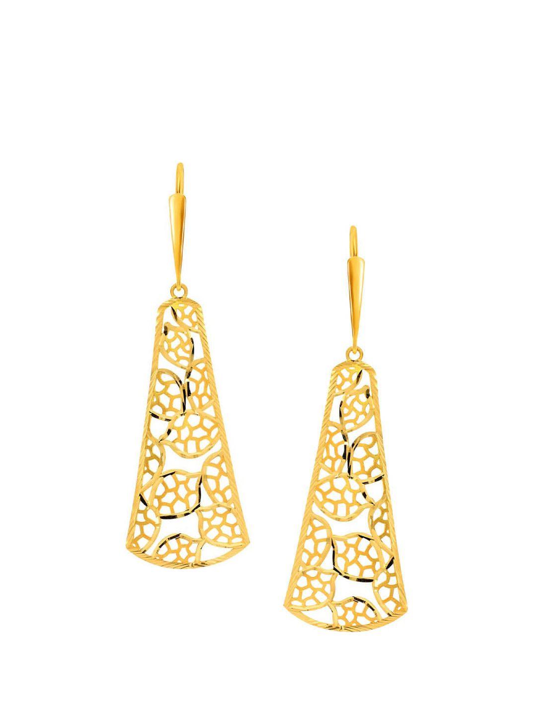 senco evergreen vogue 18kt gold drop earrings-3.4gm