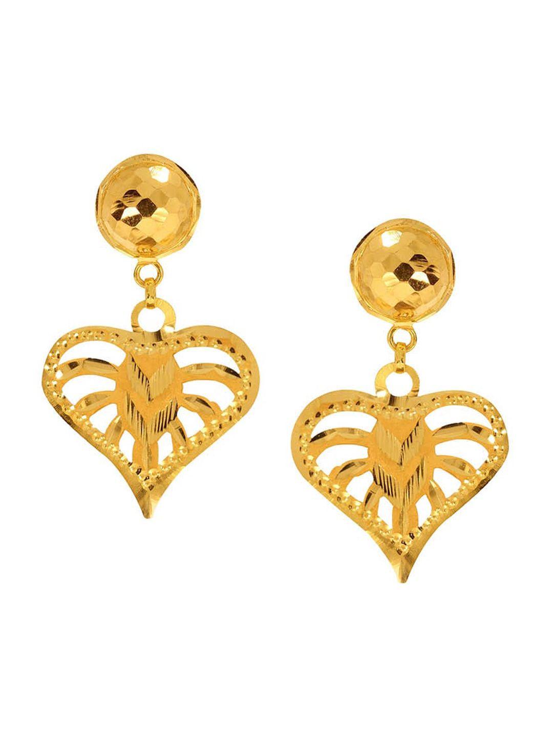 senco heart deco 22kt drop gold earrings-1.6gm