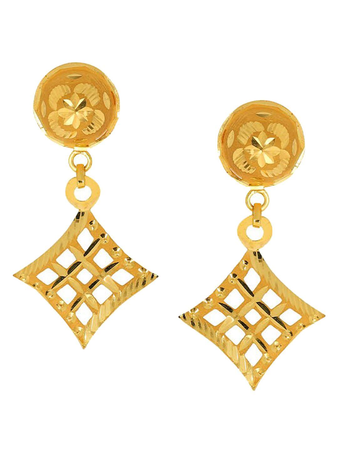 senco rhombic lattice 22kt gold drop earrings-1.2gm