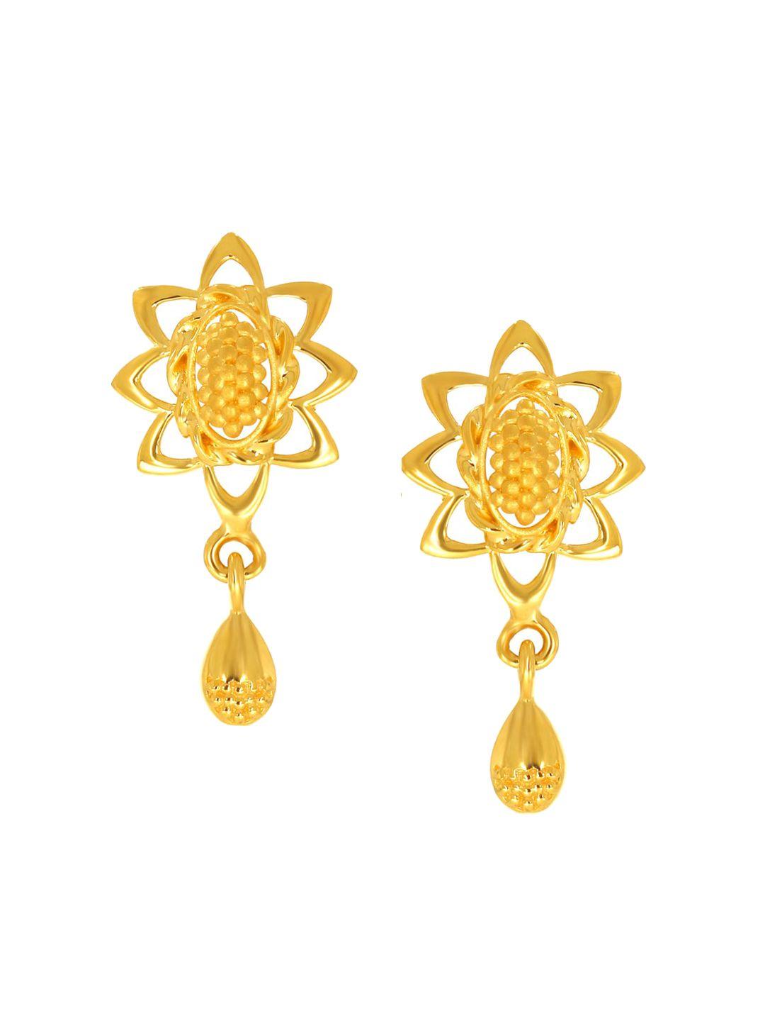 senco sunflower 22kt gold drop earrings-2.2gm
