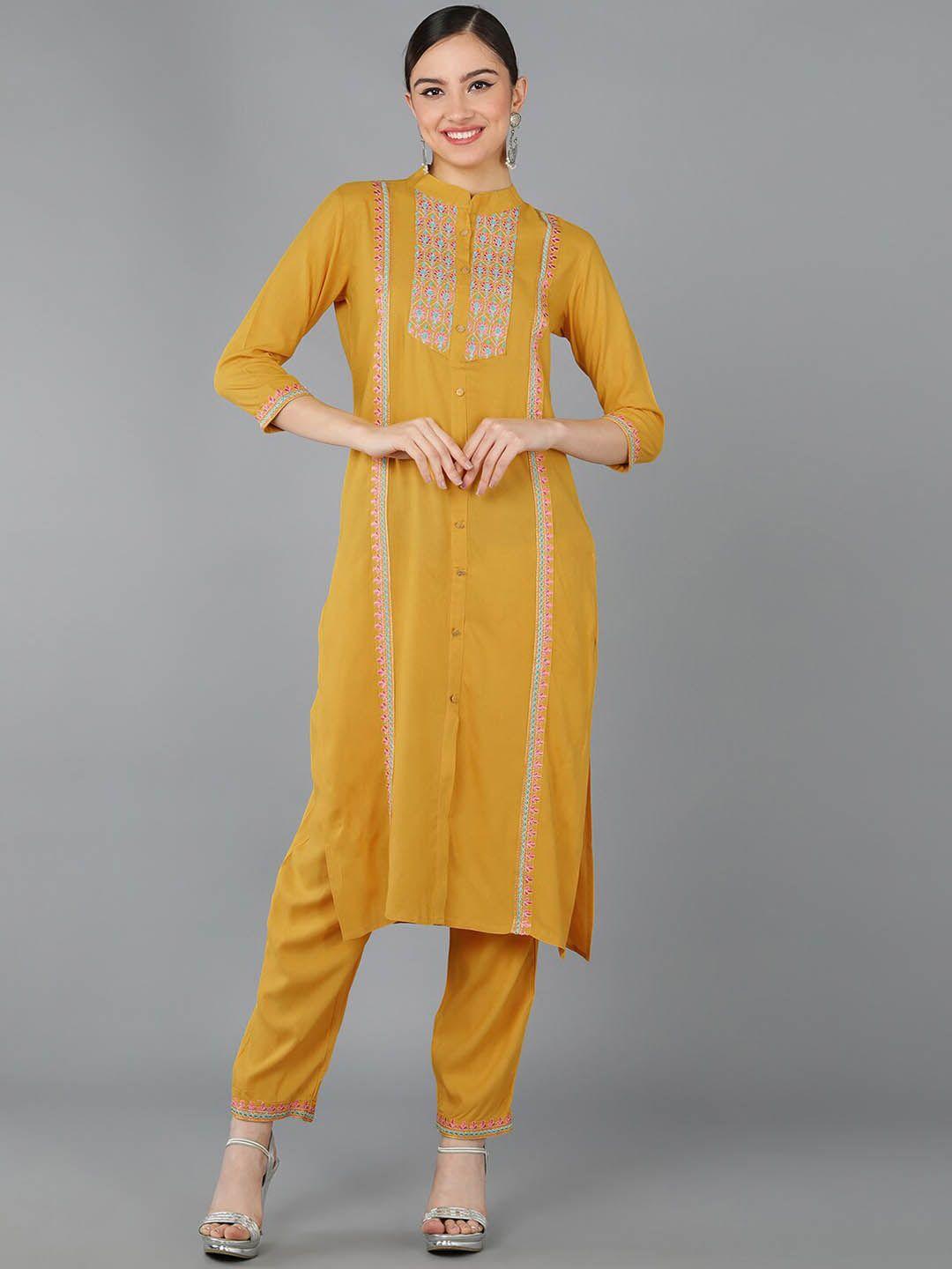 senyora floral embroidered kurta with trousers