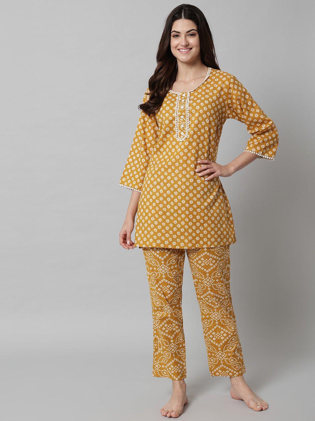 sephani ethnic motifs printed pure cotton night suit