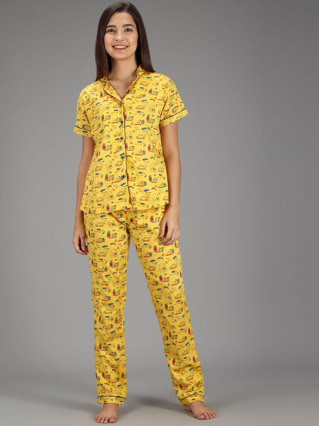 sephani women yellow printed night suit