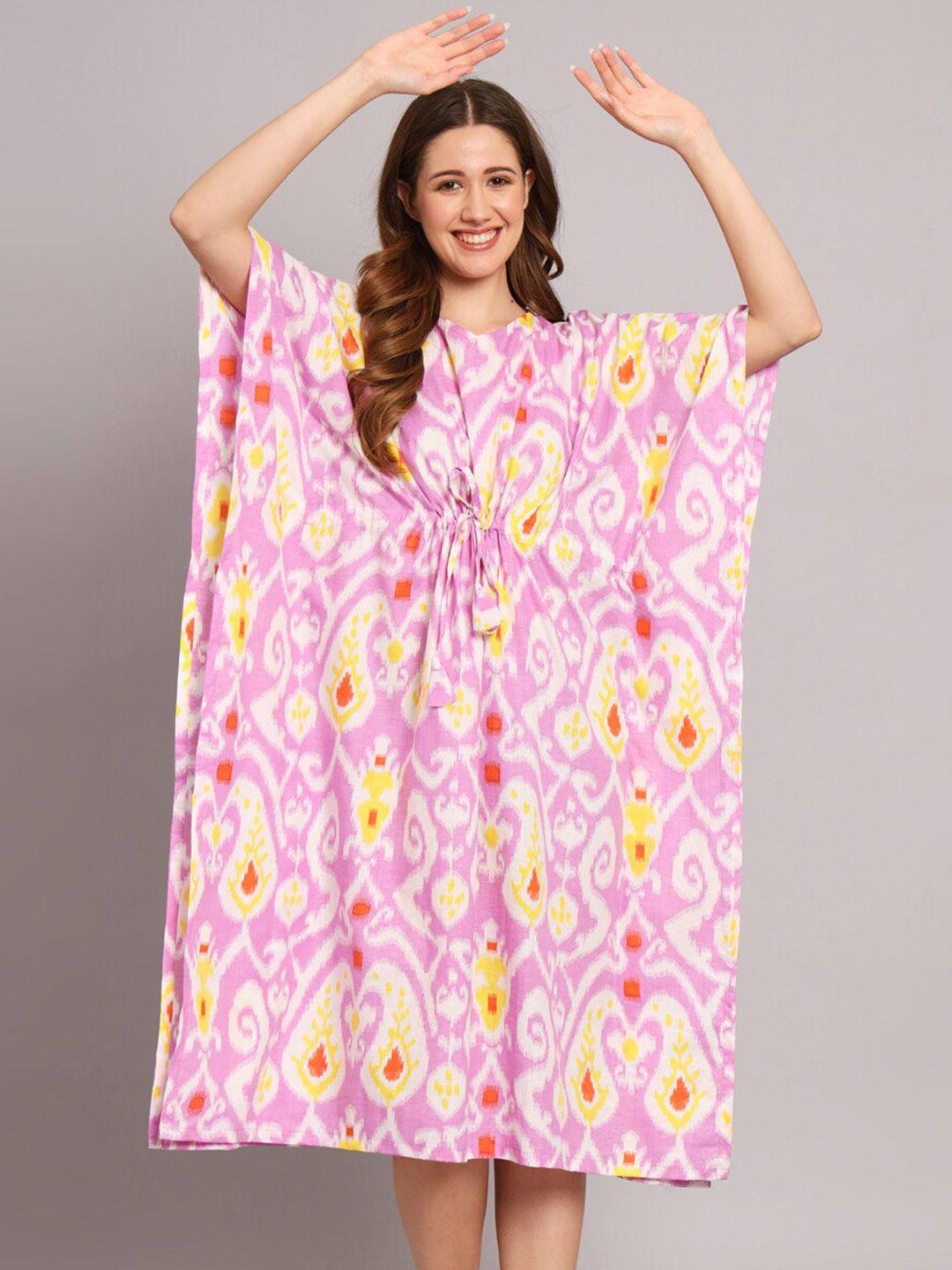 sephani ethnic motifs printed pure cotton kaftan nightdress