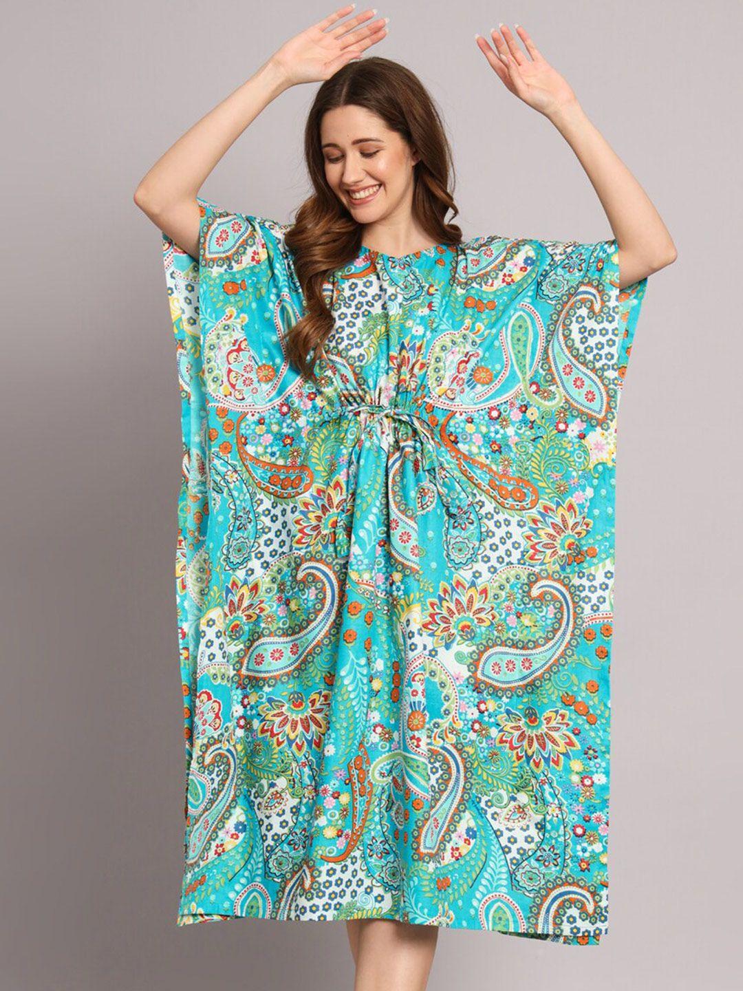 sephani ethnic motifs printed pure cotton kaftan nightdress