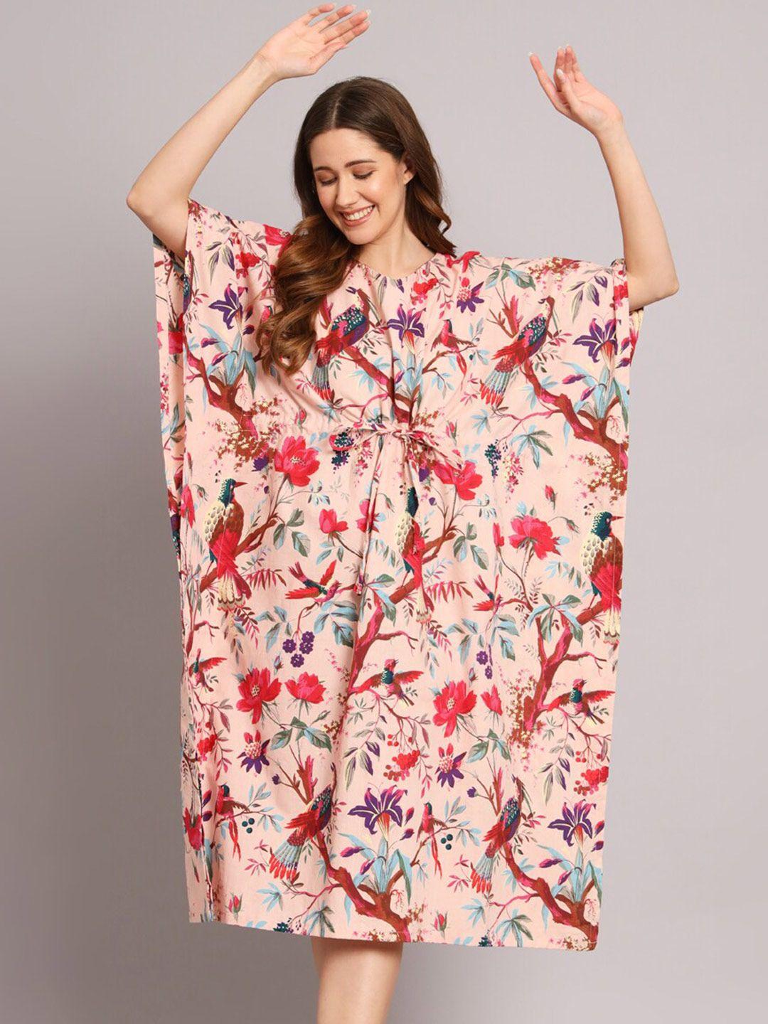 sephani floral printed pure cotton kaftan nightdress