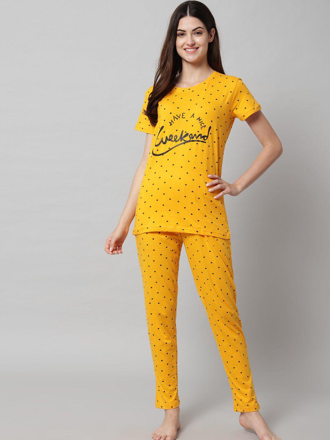 sephani typography printed pure cotton night suit
