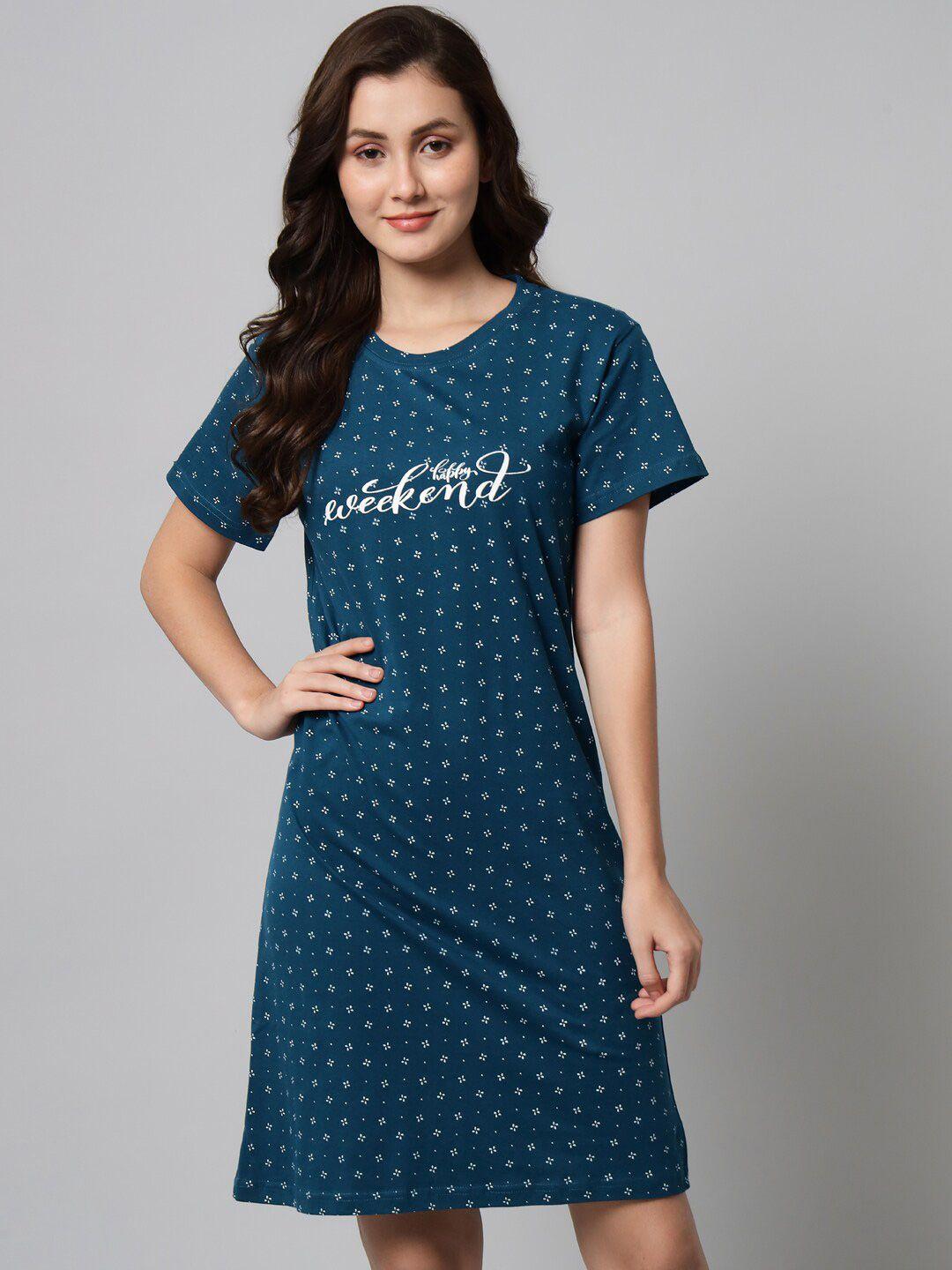 sephani typography printed pure cotton nightdress