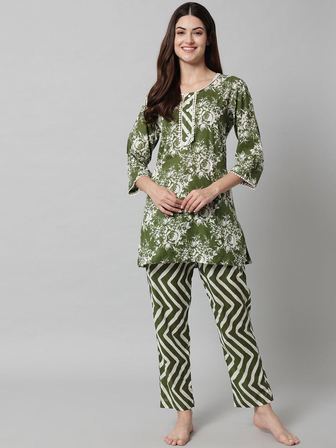 sephani women printed cotton night suit