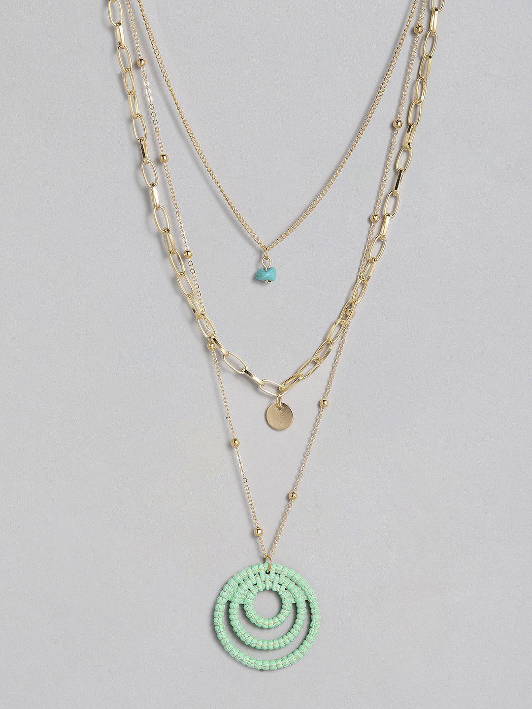 sepia blue & green gold-plated layered chain