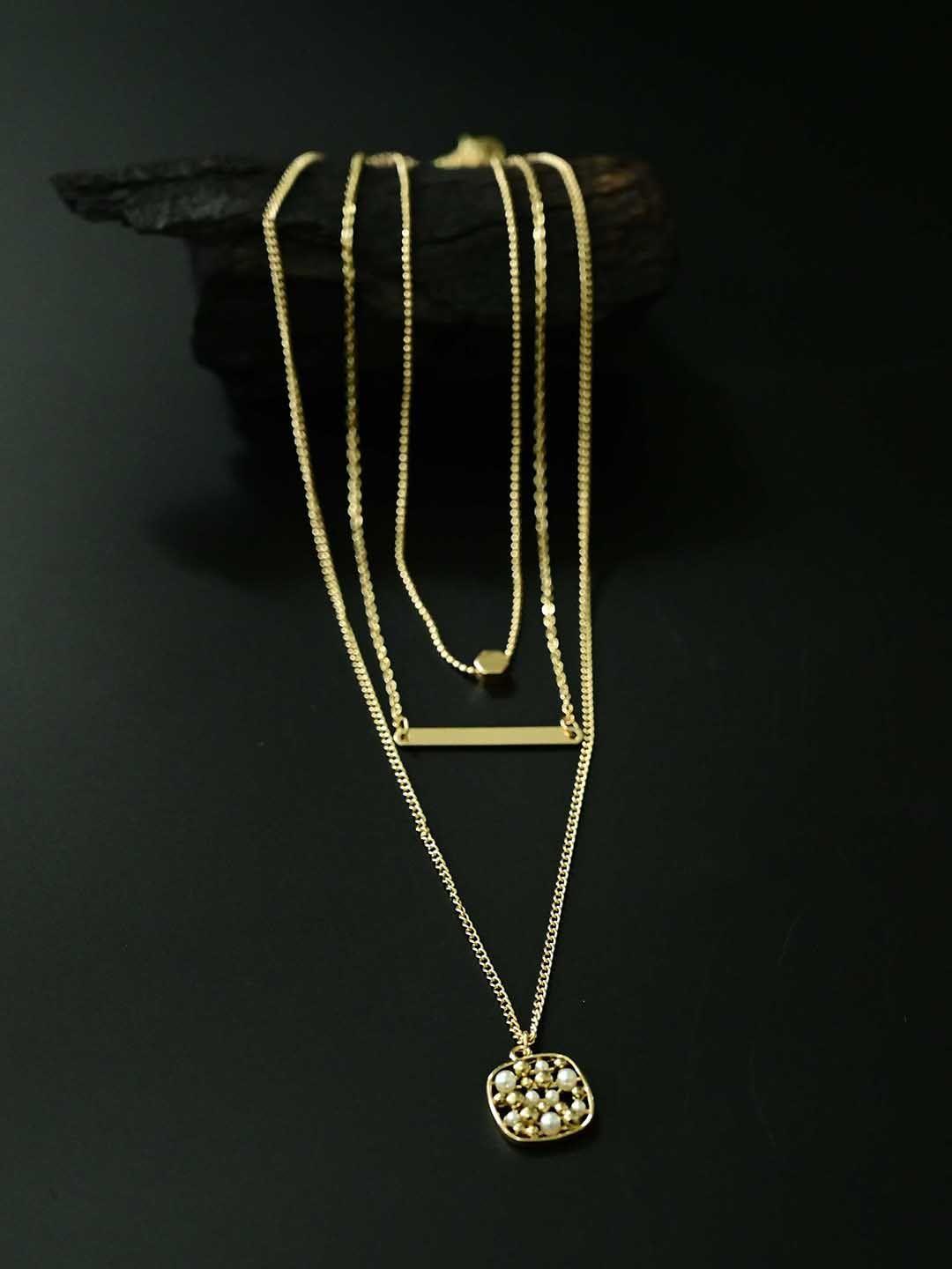 sepia gold-plated layered necklace