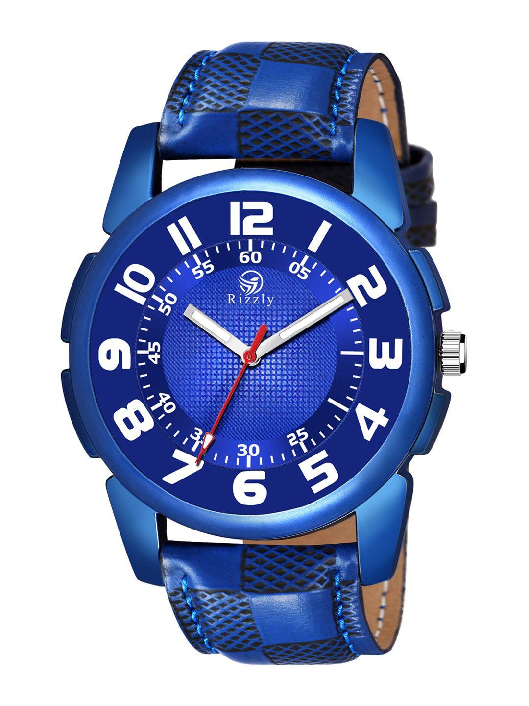 septem men blue dial & blue leather straps analogue watch sp-213 blue-septem