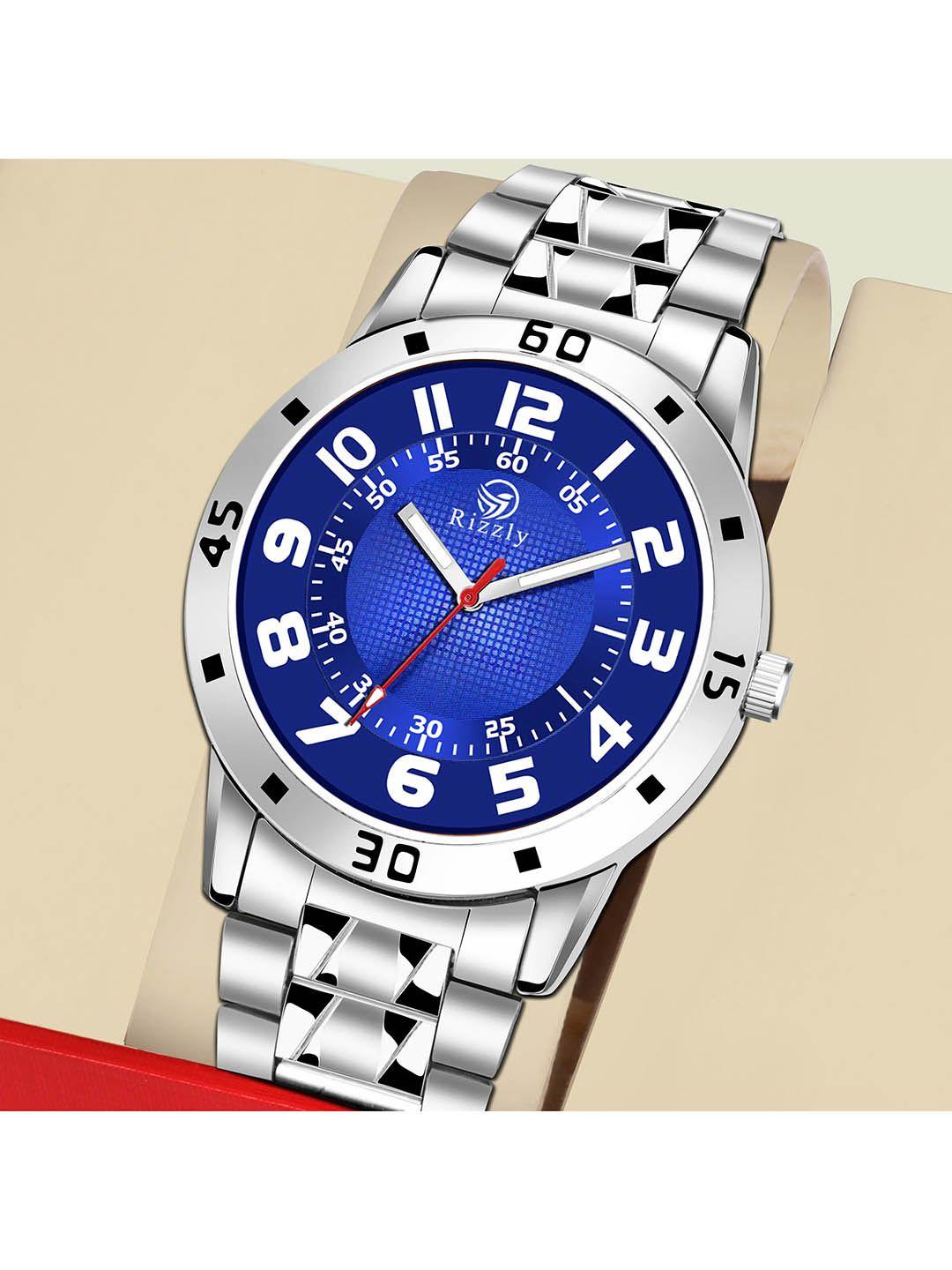 septem men blue dial & silver toned stainless steel bracelet straps analogue watch sp-48.