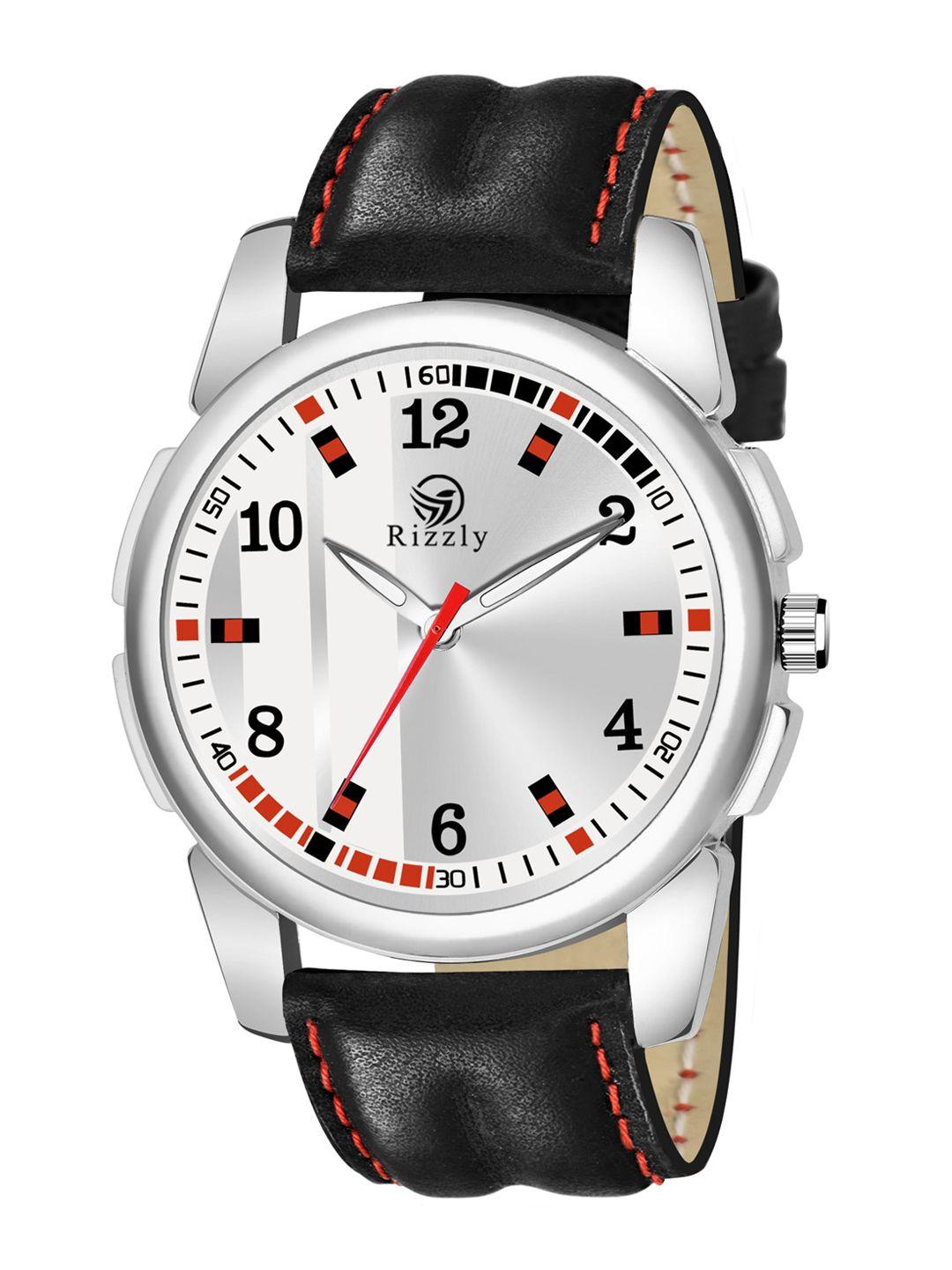 septem men white dial & black leather straps analogue watch sp-216-white-septem