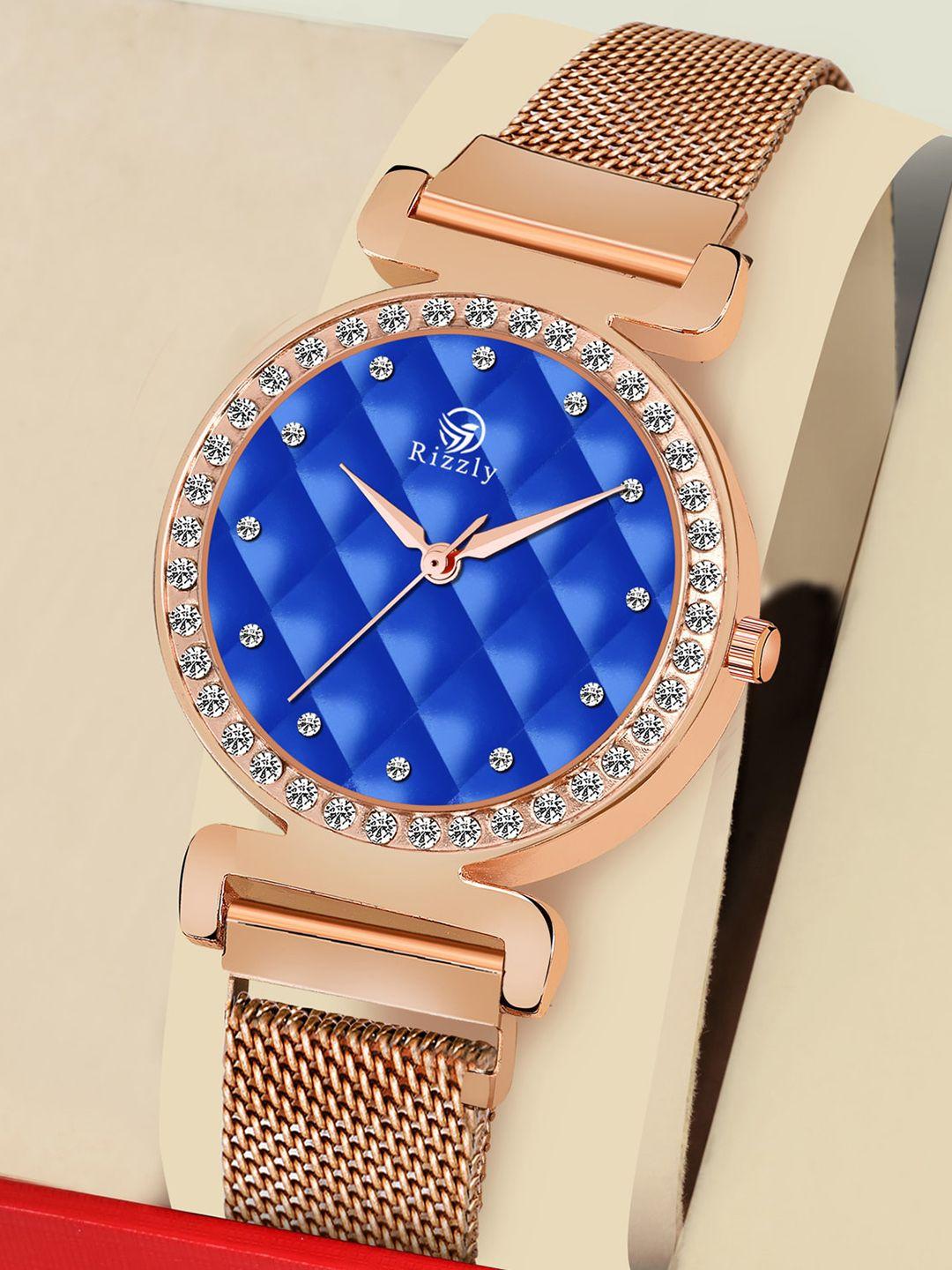 septem women blue dial & rose gold stainless steel analogue watch-sp-139.blue-septem-blue