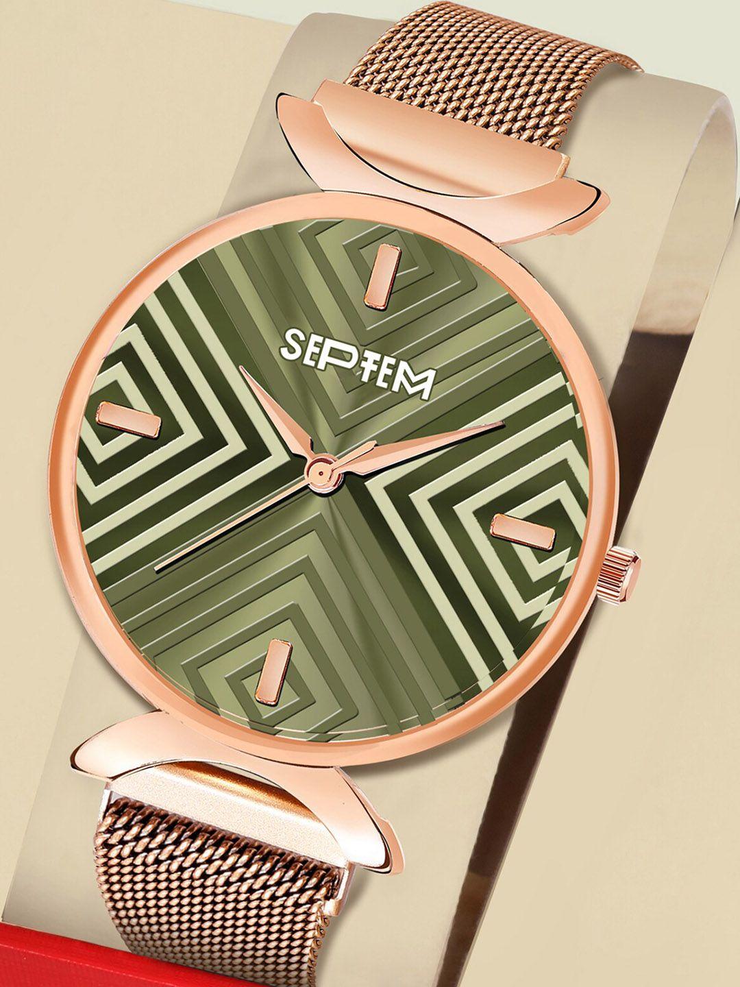 septem women dial & rose gold-plated bracelet style straps analogue watch sp-158.