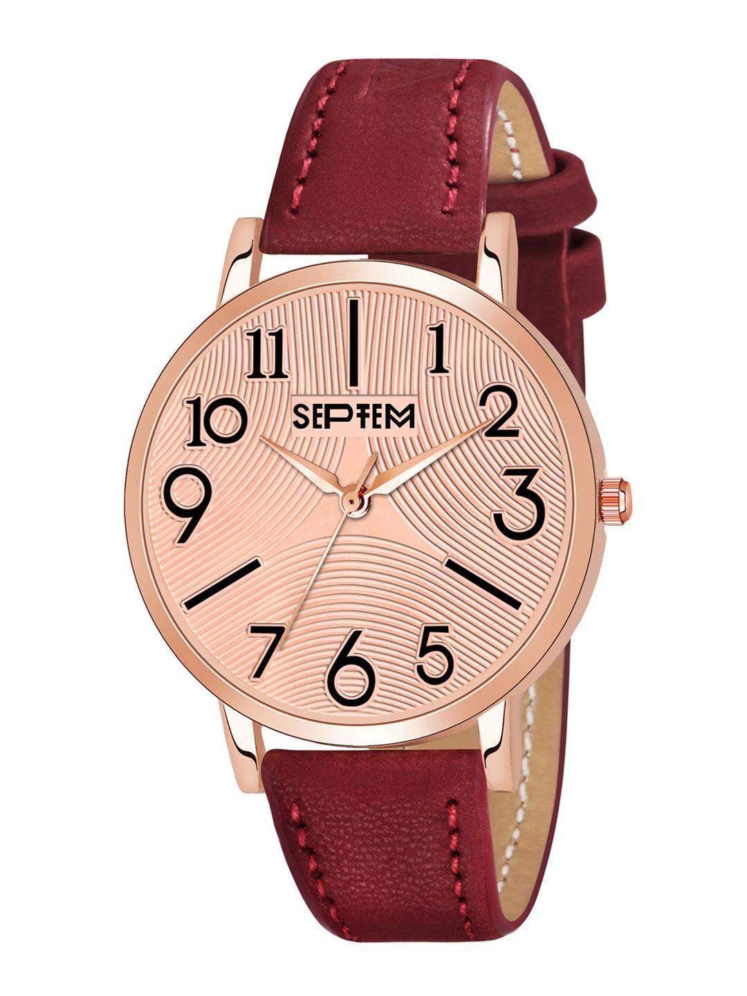 septem women rose gold & red straps analogue watch-sp-148 rose gold-septem-rose gold