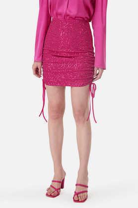 sequin ruched mini skirt - pink