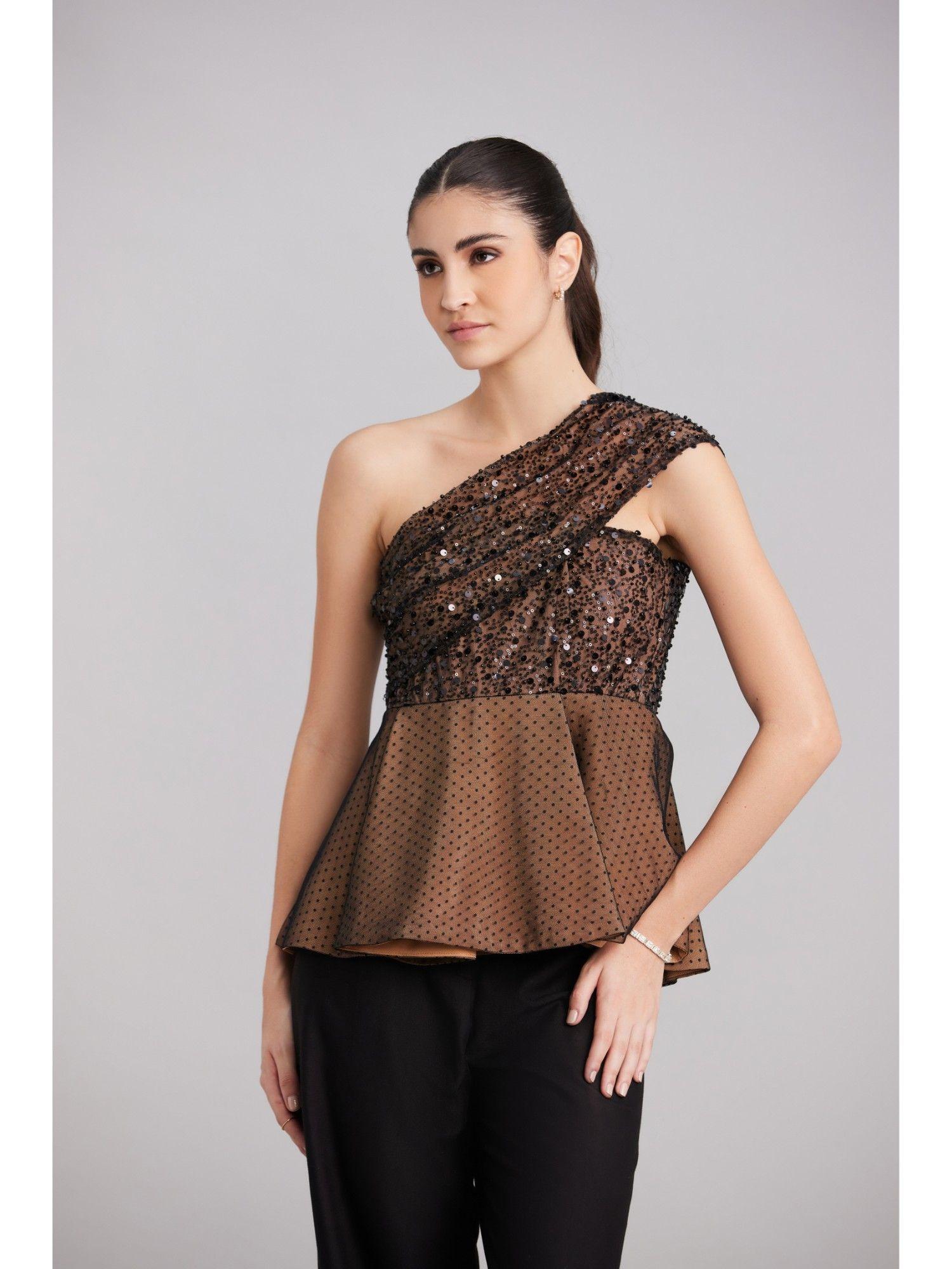 sequin & tulle structured top