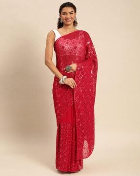 sequin embellished art silk saree