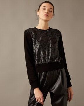 sequin embellished crew-neck sweatshirt