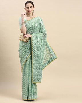 sequin embellished georgette saree