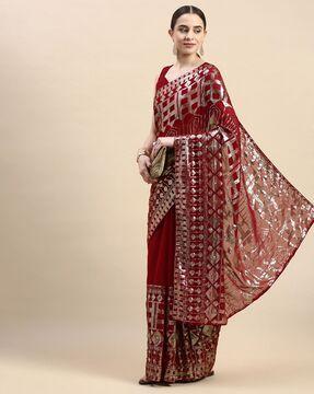 sequin embellished georgette saree