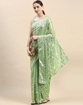 sequin embellished georgette saree