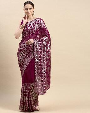 sequin embellished georgette saree