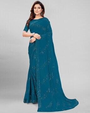 sequin embellished georgette saree