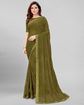 sequin embellished georgette saree