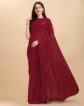 sequin embellished georgette saree