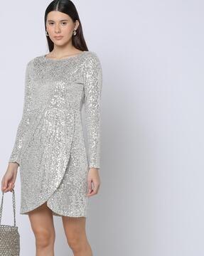 sequin embellished skater dress