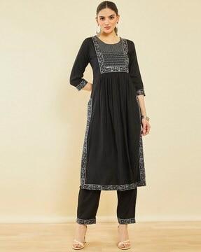 sequin embellished straight kurta set