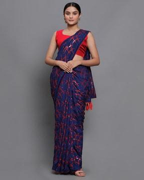 sequin embellished vichitra silk saree