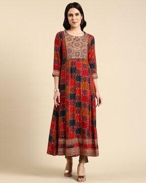 sequin embroidered a-line kurta