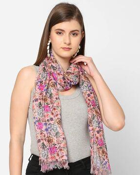 sequin floral print scarf