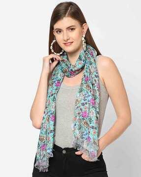 sequin floral print scarf