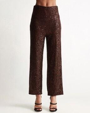 sequined ankle-length trousers